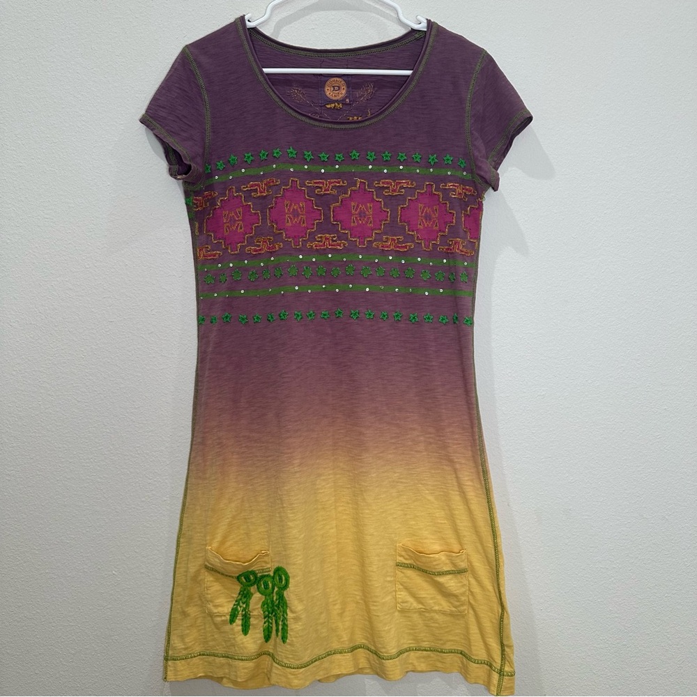 Double D Ranch Sequin Embroidered Short Sleeve Dress